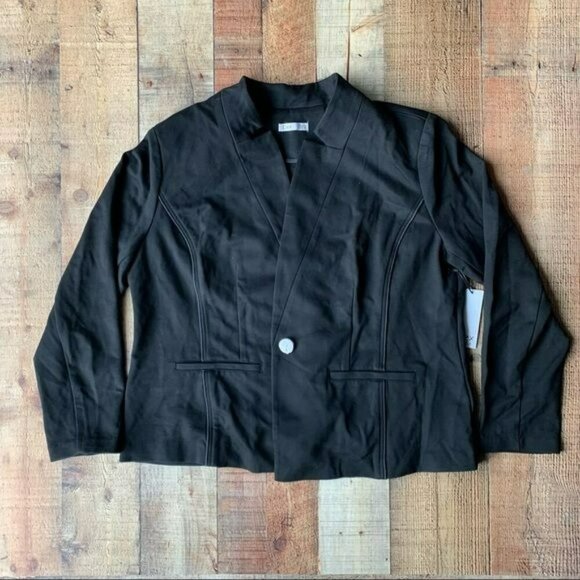 Dex women’s black on button blazer jacket with shoulder pads - XL - Picture 1 of 8